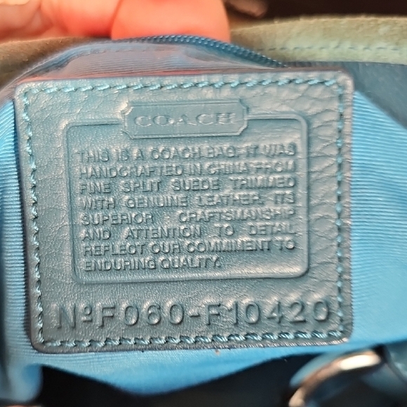 Coach 2006 Hamptons Suede Hobo Bag Teal Blue with Silver Hardware - Picture 6 of 13